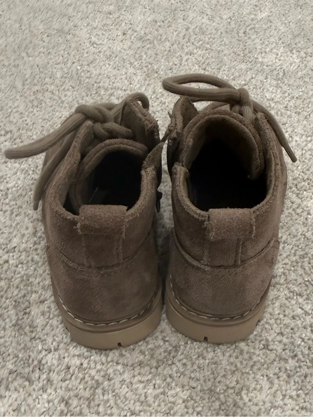 Zara Kids Chocolate Brown Suede Lace-Up Boots